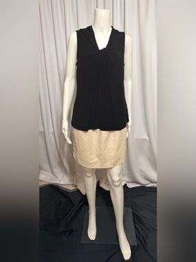Kasper Black Sleeveless Knot Front Jersey Top Size Medium Drape Neck Workwear